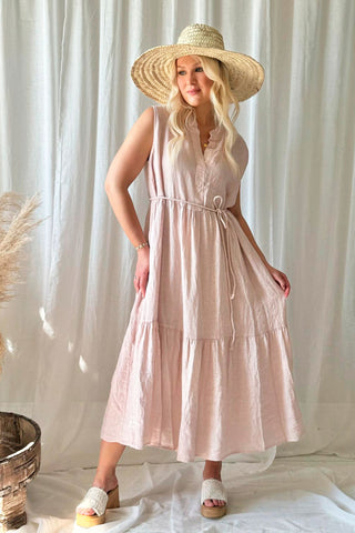 Allie linen dress, light pink