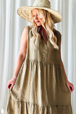 Allie linen dress, savanna