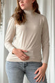 Amber bamboo polo neck top, beige