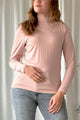 Amber bamboo polo neck top, light pink