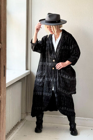 Aniston linen coat, black print