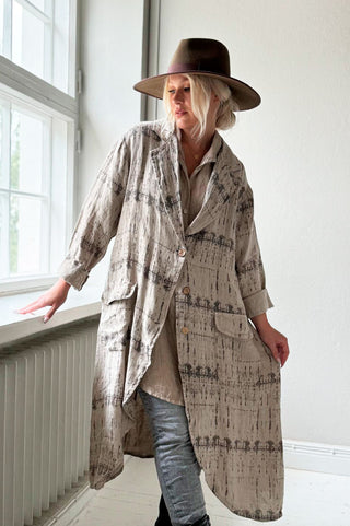 Aniston linen coat, cashmere print