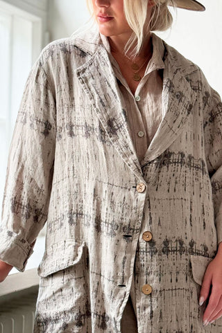 Aniston linen coat, cashmere print