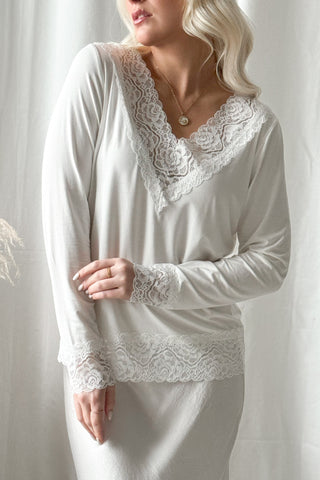 Bamboo Lace Divine long-sleeved shirt, white