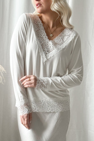 Bamboo Lace Divine long-sleeved shirt, white