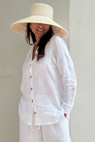 Boyfriend linen blouse, white