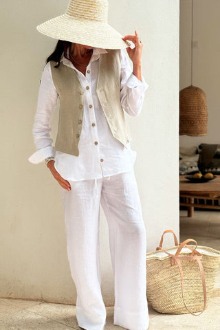 Boyfriend linen blouse, white