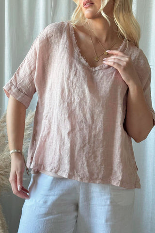 Cara linen shirt, light pink