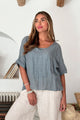 Cara linen shirt, smokey blue