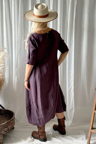 Carmolina linen dress, grape