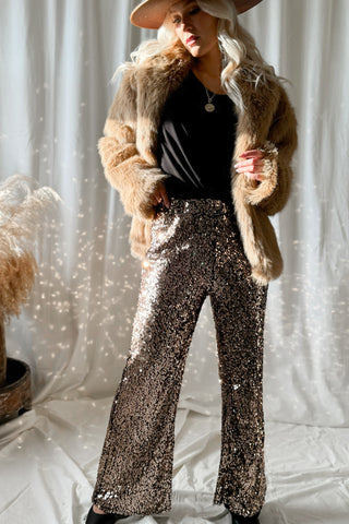 Cha cha sequin pants, gold