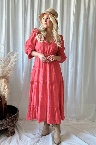 Charly linen dress, hibiscus