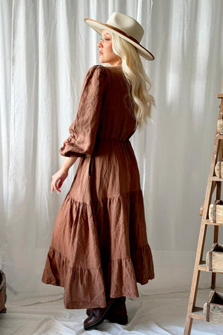 Charly linen dress, walnut