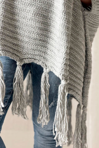 Dalila poncho, pearl grey