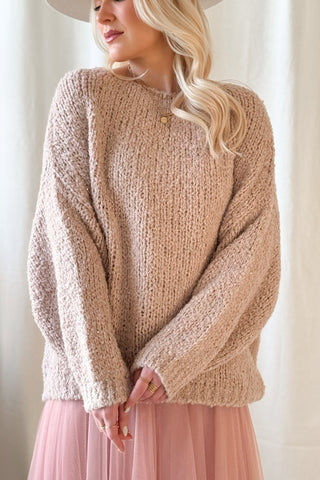 Dazzle glitter knitwear, beige-pink