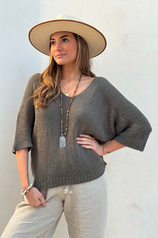 Deia cotton jumper, taupe