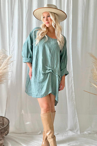 Delisa linen tunic, ocean