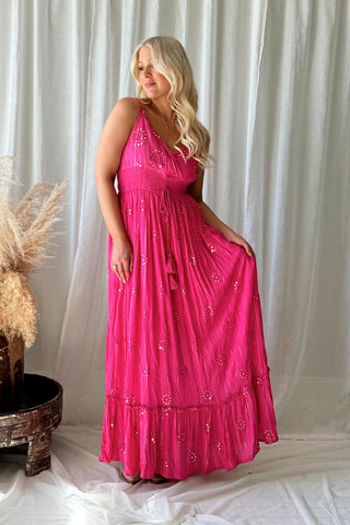 Diah viscose dress, pink