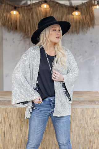 Divine sequin kimono, ivory