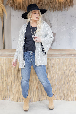 Divine sequin kimono, ivory