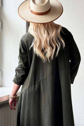 Elidy cotton dress, khaki