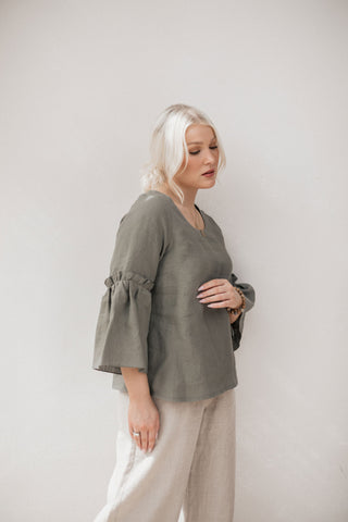 Elsa linen shirt, camo