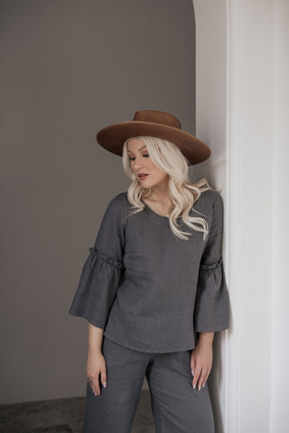 Elsa linen shirt, graphite