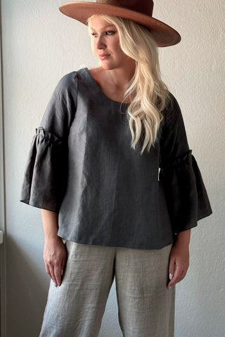 Elsa linen shirt, graphite