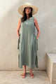 Estella linen dress, camo green