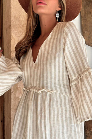 Giselle linen dress, stripes