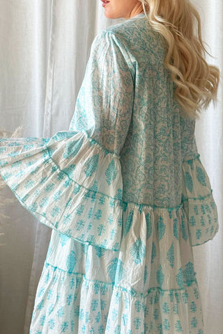 Ines cotton dress, aqua