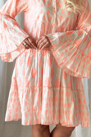 Ines cotton dress, coral