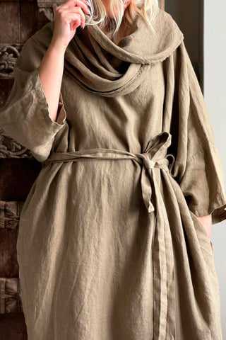 Iridea linen dress, khaki