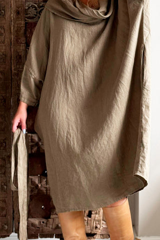 Iridea linen dress, khaki