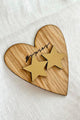 Star button earrings, beige