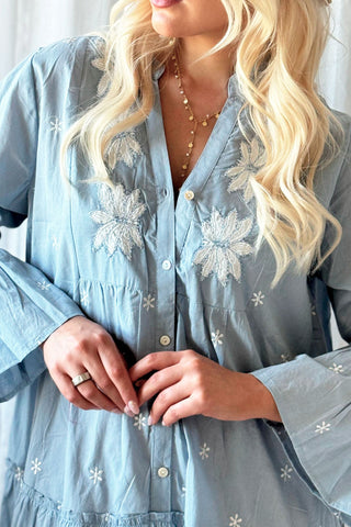 Jimena cotton dress, light blue