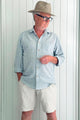 Jules linen blend shirt, blue pinstripe