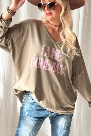 La Vie Bohemiana puuvillapaita, taupe