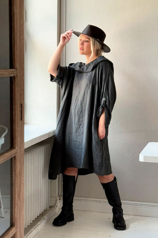 Long walk linen tunic, Graphite