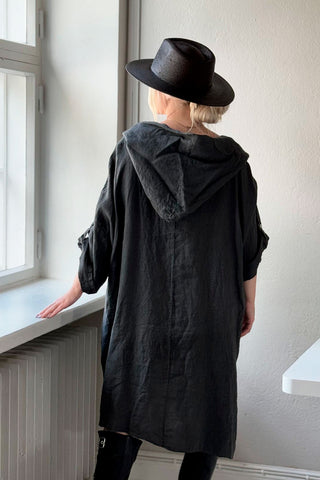 Long walk linen tunic, Graphite