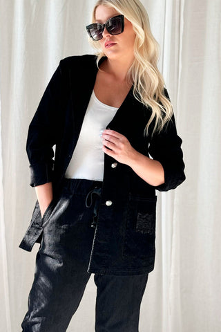 Lucent velvet blazer, black