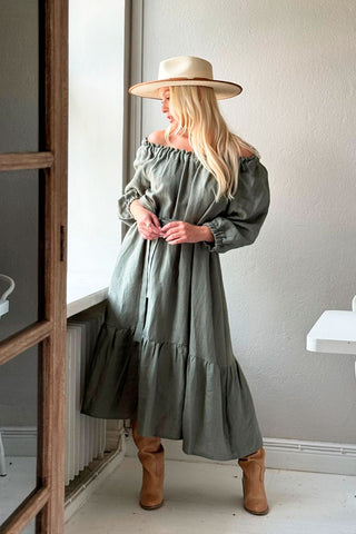 Marilys linen dress, camo