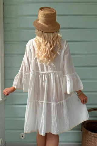 Marta cotton dress, white taupe