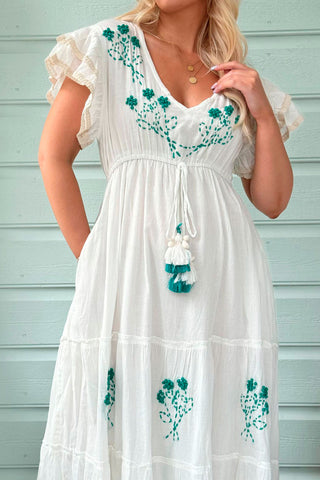 Netra cotton dress, white green