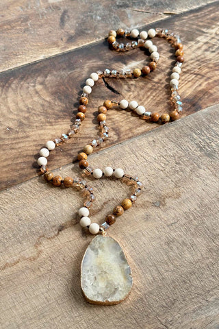 Nora stone necklace, beige