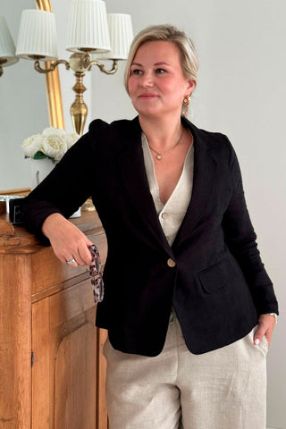 Linen blazer, black