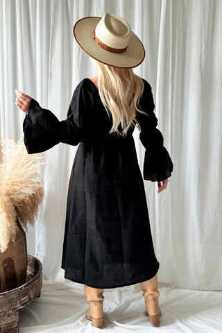 Rosita linen dress, black