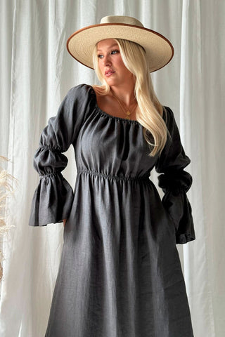 Rosita linen dress, graphite