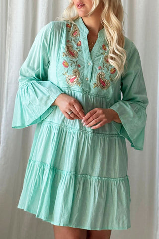 Saray cotton dress, aqua