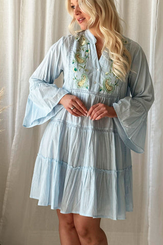 Saray cotton dress, light blue